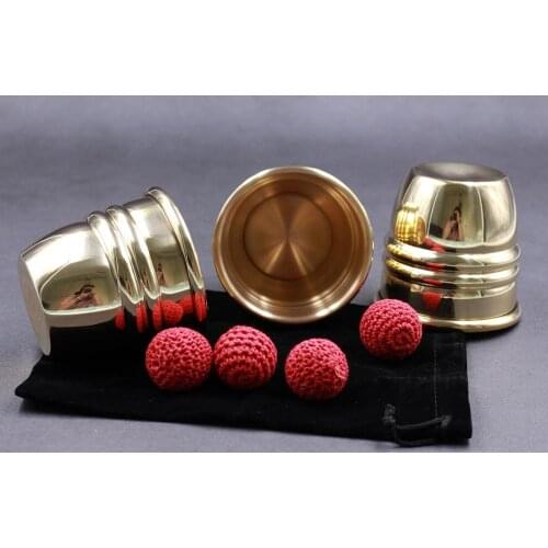 Super Cups and Balls (Brass) Magic Tricks Balls Appearing/Disappearing Magia Magician Close Up Illusions Mentalism Gimmick Prop