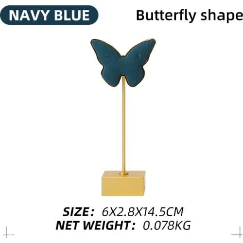 8 Colors Available Metal Microfiber Navy Blue Butterfly Femal Earring Necklace Jewelry Display Stand Base Bracket Detachable