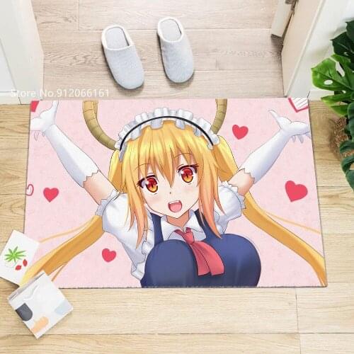 Miss Kobayashis Dragon Maid Entrance Mat Waterproof Cartoon Anime Floor Mats Bedroom Carpet Anti-Slip Kitchen Toilet Doormat