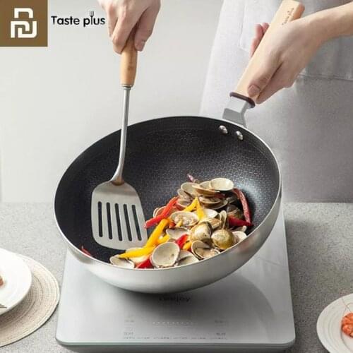 Youpin Taste Plus Stainless Steel Reticulate Pattern Wok Non-stick Pan30CM Rapid Temperature Rise for Gas Stove Induction Cooker