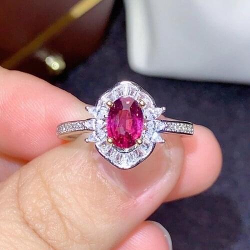 CoLife Jewelry 100% Genuine Garnet Ring for Party 5mm*7mm VVS Grade Garnet Silver Ring 925 Silver Garnet Jewelry for Daily Wear