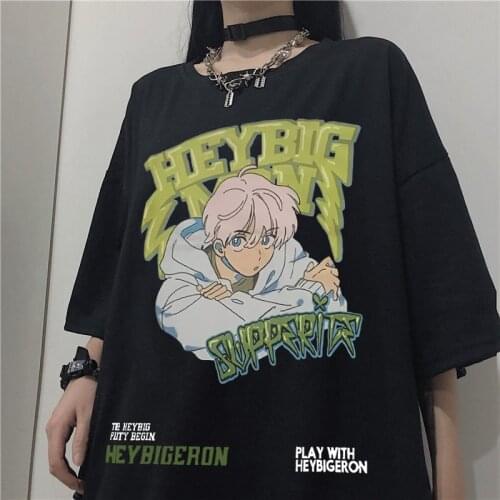 Printed Kawaii Shirt Women Top Gothic Clothes Y2k Harajuku Tops Goth Womens Clothing 2021 Aesthetic T-Shirts Tees