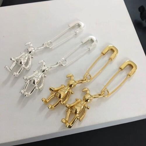 Rabbit earring for women men paperclip safety pin bunny dangling earring for egirl y2k jewelry unique cool punk