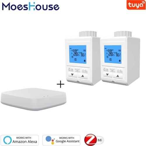 Zigbee Smart Thermostatic Radiator Valve Controller TRV Thermostat Tuya Temperature 2MQTT Setup Works with Alexa Google Home