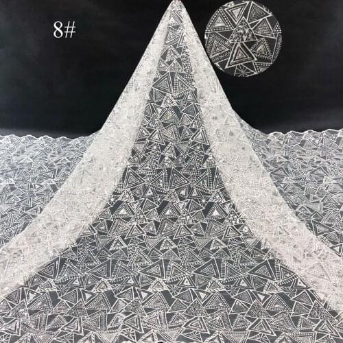 1 Yards 130CM Width Fashion Dress Top Quality Off White Gorgeous Embroidered French Lace Fabric Sequins Bridal Lace Fabric