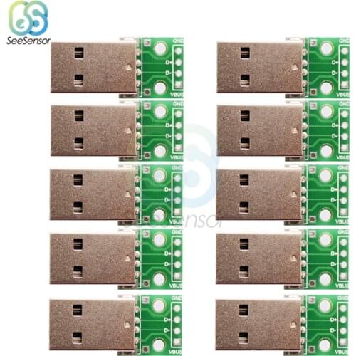 10Pcs USB Male Connector to DIP Adapter 2.54mm 4 pin PCB Board Converter Adapter Plate