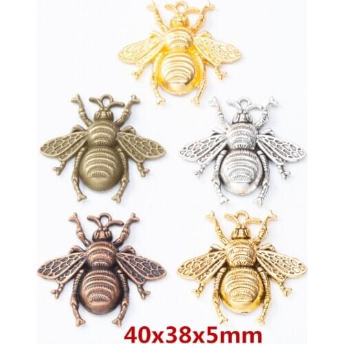10 pieces of retro metal zinc alloy bee pendant for DIY handmade jewelry necklace making 8202