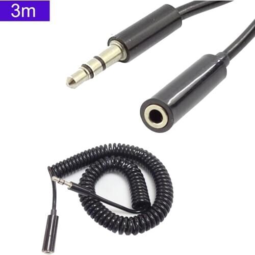 10ft 1/8" Stereo 3.5mm Female to Male F/M Audio Coiled Spiral Connect Cable Cord