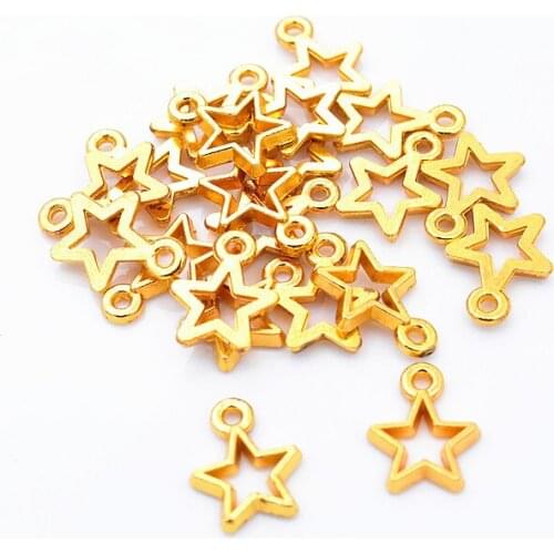 14x11mm 50pcs/lot Gold Color Plated Hollow Star Charms Pendant DIY Handmade Jewelry Accessories