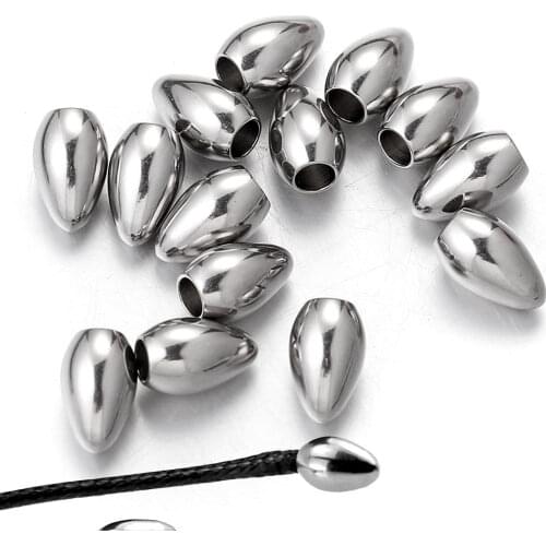 20pcs Lot Stainless Steel End Bead Caps Leather Cord Clasp Crimp Tips Fit1.5/2/2.5mm DIY Jewelry Making Fastener Crimp Finding