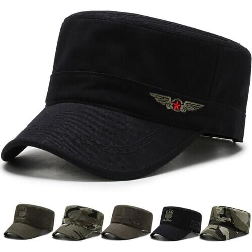 2020 United States fly star and U.S ARMY Military Hats Camouflage Flat Top Hat Men Cotton Hat USA Embroidered Camo Hat