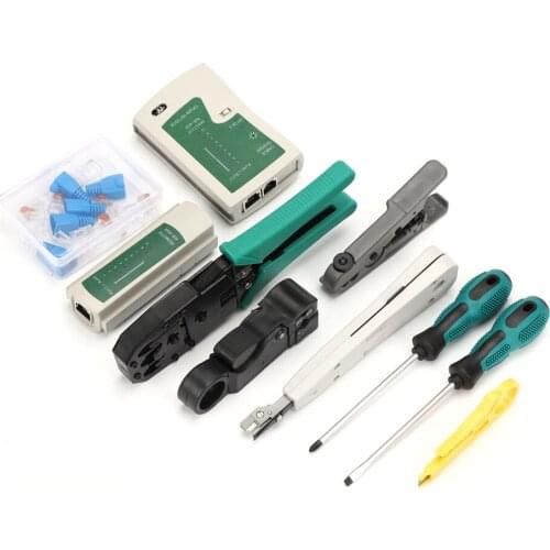 2KT-2172 14 pcs/set RJ45 Crimping pliers Portable LAN Network Repair Tool Kit Cable tester wire Stripping pliers hand tool set