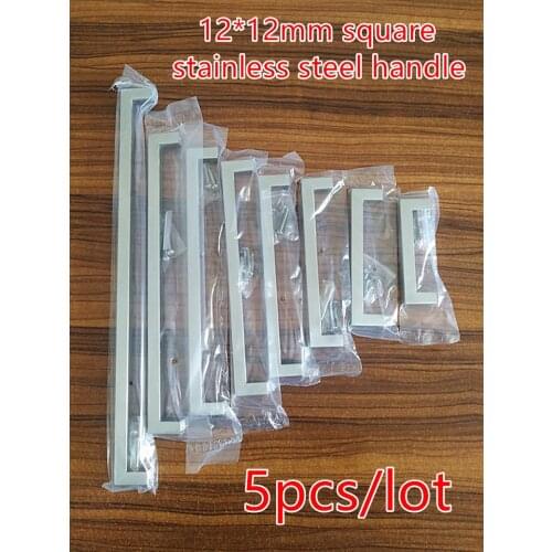 5pcs/lot 12*12mm Square Bar door handle Stainless Steel Kitchen Door Cabinet Handle Pull Knob