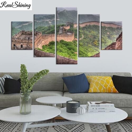 5d diamond painting 5pcs The Great Wall Landscape diamond mosaic full square round drill diamond embroidery F907