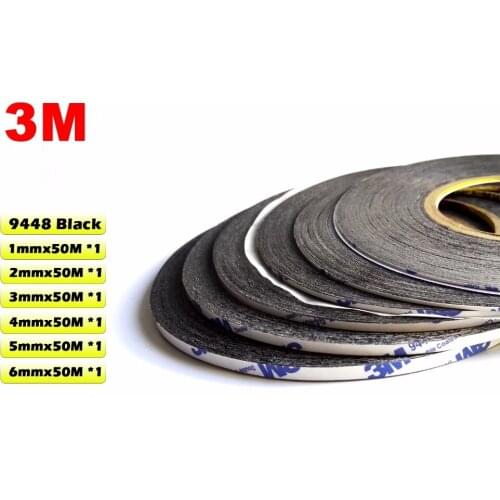 6x (1mm/2mm/3mm/4mm/5mm/6mm)*50M High Adhension Double Sided Adhesive Black Glue Sticker for phone Tablet Touch LCD Display Lens