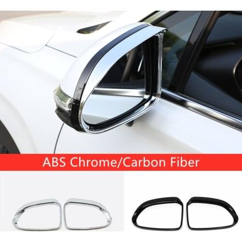 ABS Chrome/Carbon For Hyundai Santa FE 2018 2019 Car rearview mirror block rain eyebrow Cover trim car styling Accessories 2pcs