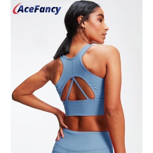 Acefancy Yoga Tank Top Womens Gym Fitness Absort Sweat Running Racerback Yoga Bra ZC2401 Padded Sports Bra For Gym Sportwear