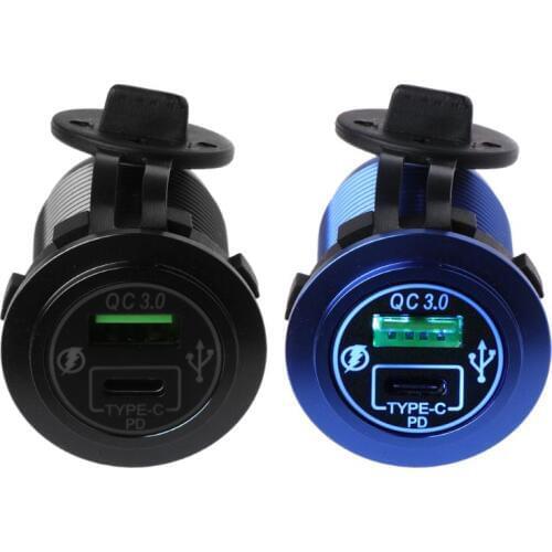 Aluminum DIY 18W Quick Charge QC3.0 USB Type C PD Car Fast Charger Power Adapter for Samsung Xiaomi Huawei Mobile Phone Tablet