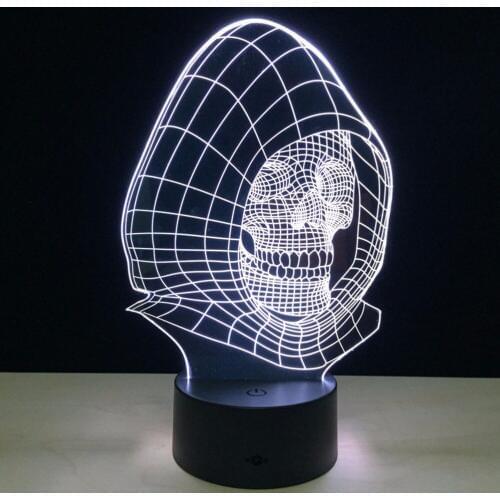 Free shipping novelty 3D Skull Light Lamp LED Decoration Lights With USB Power Lamp As Halloween Holidays Gifts