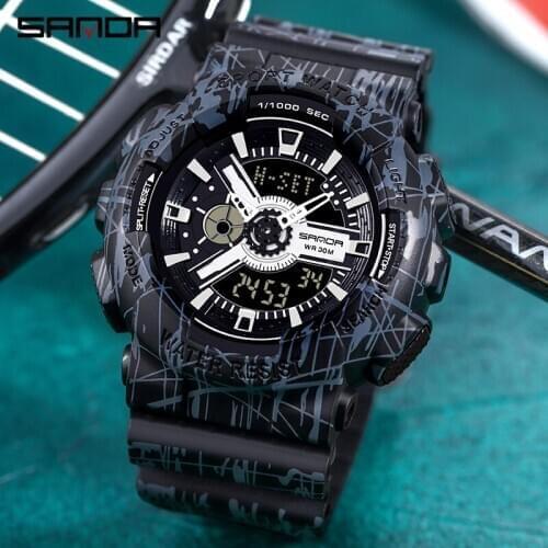 BASID Men Sports Watches Cow Boy Style Multifunction Fashion Quartz Clock Top Brand Luxury Analog Digital Waterproof Male Watch
