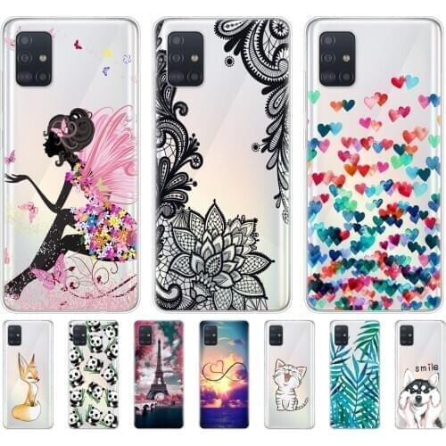 Case For Samsung Galaxy a71 Case Silicon Transparent Back Cover For Samsung a71 a715 6.7inch bumper coque soft coque cute cat