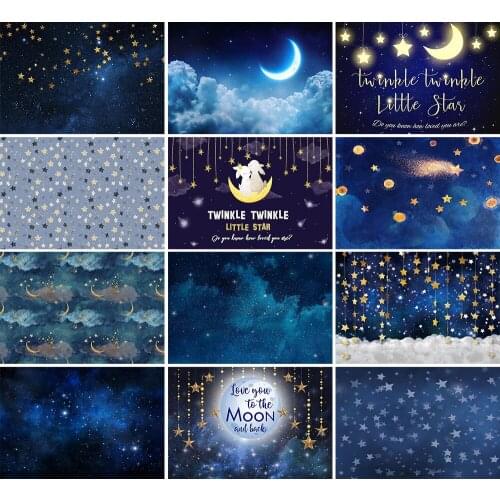 Starry Sky Baby Shower Backdrop Twinkle Little Stars Universe Astronaut Birthday Photography Background Photo Studio Props Decor