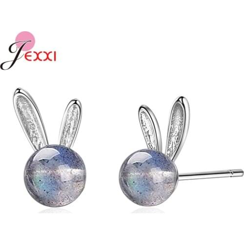 Minimalist Small Rabbit Pierced Stud Earrings For Women 925 Sterling Silver Ear Studs Korean Trend Jewelry