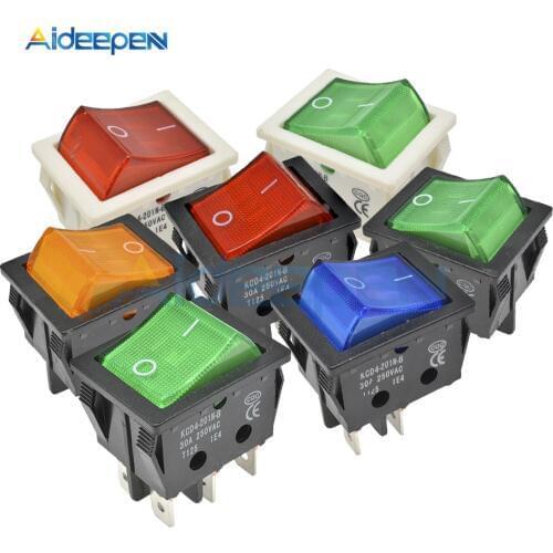 KCD4 High Current Rocker Switch Power Switch 2 position ON-OFF 4 Pins 6 Pins Electrical Equipment With Light Switch 30A 250V