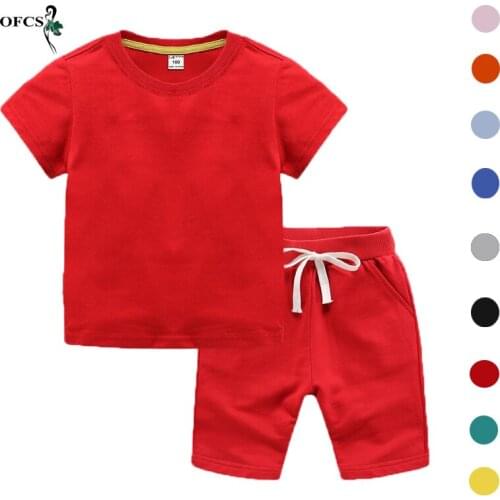 New Summer Boys Girls Clothing Set Infant Clothes Suit Childrens Cotton T-shirt+ Shorts Toddler Homewear Suit Kids Outfits 2pcs