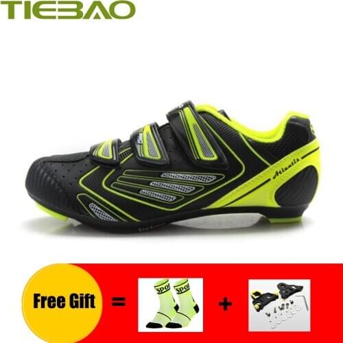 TIEBAO Road bike shoes men zapatillas ciclismo professional cycling sneakers breathable self-locking road riding bicycle shoes