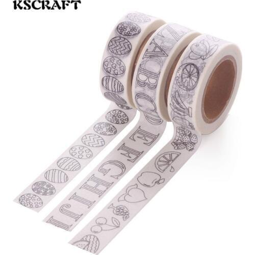 KSCRAFT 15mm*10m Adhesive Tape for Scrapbooking DIY Craft Sticky Deco Masking Japanese Paper Washi Tape Flowers