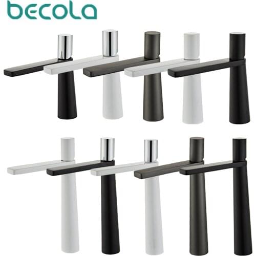 Becola Brass Bathroom Tall/Short Basin Faucets Black/White/Gray Sink Single Handle Cold And Hot Water Mixer Tap Deck Mounted