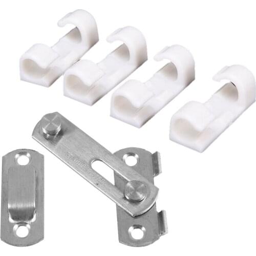 LBER 1Set Hasp Latch METAL Hasp Latch Lock Sliding Door Lock for Window Cabinet Fitting & 20Pcs Wire Fixing Clamp Clip White