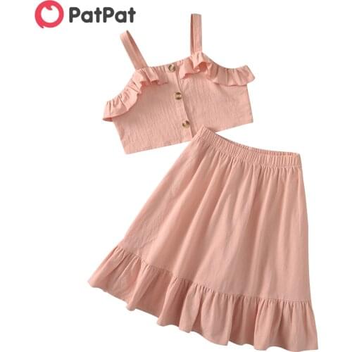 PatPat 2021 New Arrival Summer Pretty Kid Girl Ruffled layers Skirt Set