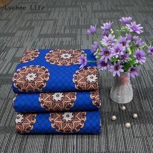Lychee Life 1Yard High Quality Ankara African Floral Prints Batik Fabric For Women Dress Diy Sewing Crafts
