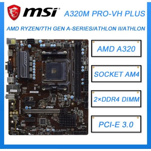 MSI A320M PRO-VH PLUS PC Motherboard AM4 AMD A320 DDR4 Original Desktop MSI A320 Mainboards Socket AM4 DDR4 32GB A320 PCI-E 3.0