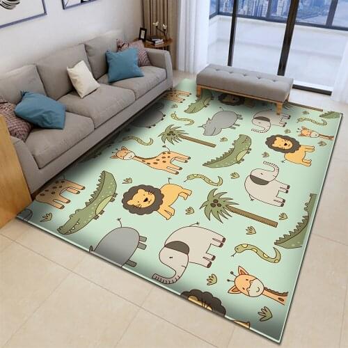 Fashion Cartoons Rug Childrens Flannel Carpet Animal Lions Game Learn For Baby Play Rectangular In The Carpet Childrens Room