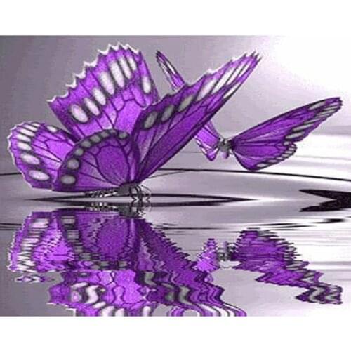 Purple Butterfly Cross Stitch 11CT Kit Needlework Craft Set Cotton Thread Canvas Printed Christmas Gift Home Decor Wholesale
