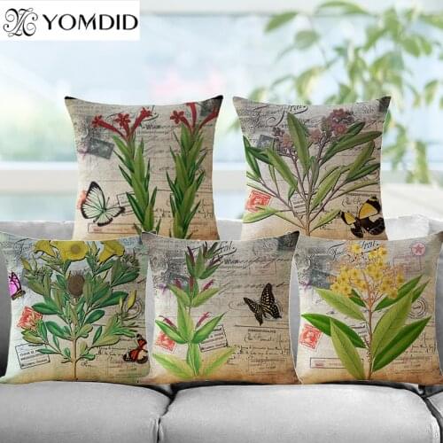 Green Plants Cushion Cover Cotton Linen Decorative Cushion Covers Pillowcase Housse de Coussin Square Pillows case