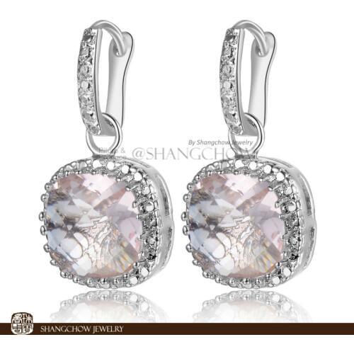 New! Stunning Fashion Jewelry Morganite 925 Sterling Silver Earrings E0152