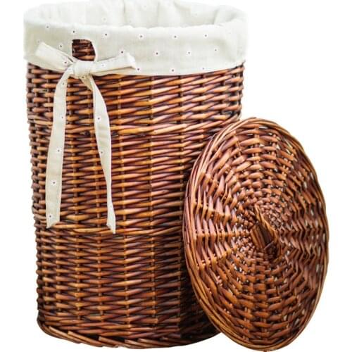 Clothes storage basket hamper laundry barrel rattan large clothing toy tweezers household with cover