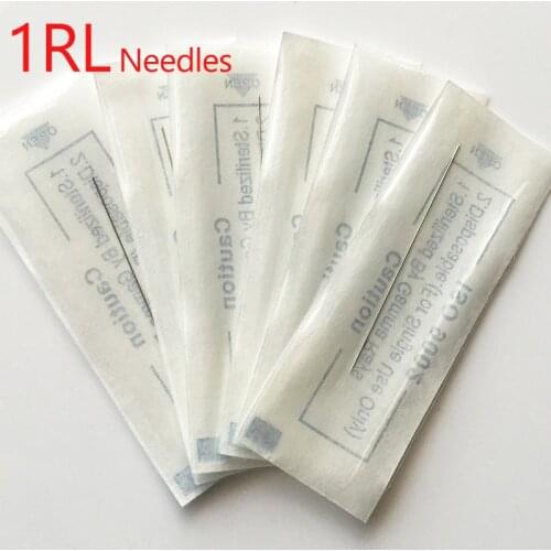 Disposable Sterilized Professional Tattoo Needles 1RL For Tattoo Eyebrow Pen Machine Permanent Makeup Kit 100pcs Needles 1R