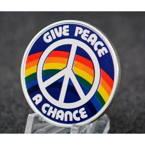 Commemorative Coin Famous Musician John Lennon Silver Plated Souvenir Art Collection Give peace Rainbow Festival Gift