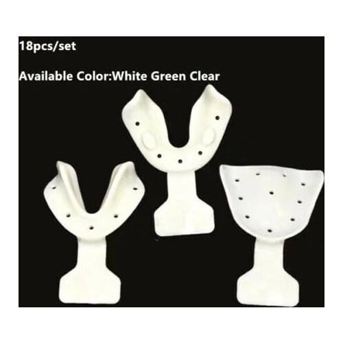 Full Medical Dental Teeth Holder Edentulous Jaws Impression Trays Dentist Tools 18pcs White