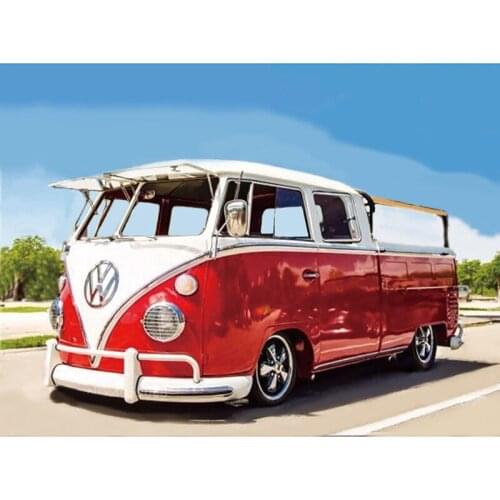 Full Round Drill 5D DIY Diamond Painting "Red Car" Seaside beach Sky 3D Embroidery Cross Stitch Mosaic Rhinestone Decor Gift