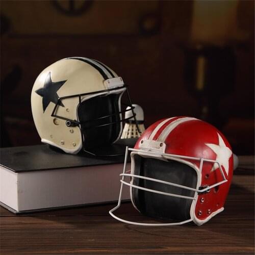 Retro Baseball Helmet Resin Hat Desktop Ornaments Make Old Football Cap Small Model Cafe Bedroom Decoration Housewarming Gift