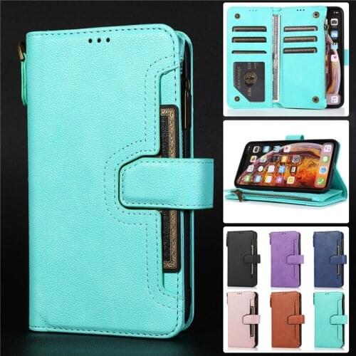 Flip Leather Phone Case For iPhone XS X XR 12 11 Pro Max 8 7 6 6S Plus Zipper Wallet Multi Card Soft Silicone Cover Coque Etui