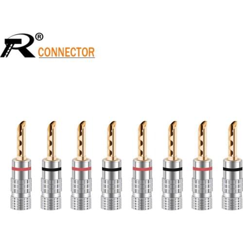 8pcs NO LOGO BAF BANANA PLUGS 24K Gold-plated 4MM Banana Connector with Screw Lock For Audio Jack Speaker Plugs Black&Red