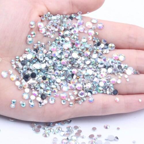 Resin Rhinestones 10000/50000pcs 2-6mm Round Flatback Non Hotfix Diamonds Many Colors Choose For Craft Fabric Wedding Dresses