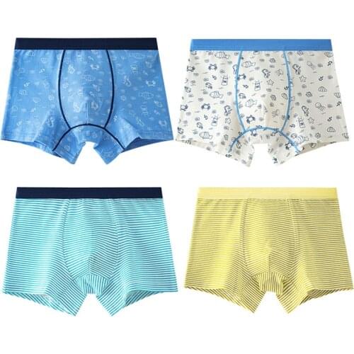 HH 4 Piece Boys Underpants Kids Cartoon Dinosaur Animals Panties Baby Boys Underwear Boxer Children Cotton Comfort Underpants